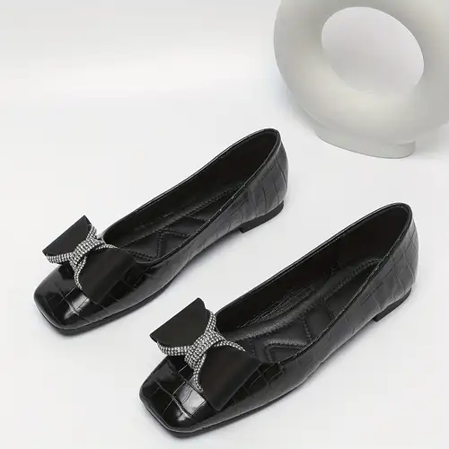 Ballerines plates confortables à bout pointu pour femme - Chaussures de marche classiques à enfiler 2024, Noir Ballerines plates confortables à bout pointu pour femme - Chaussures de marche classiques à enfiler 2024, Noir