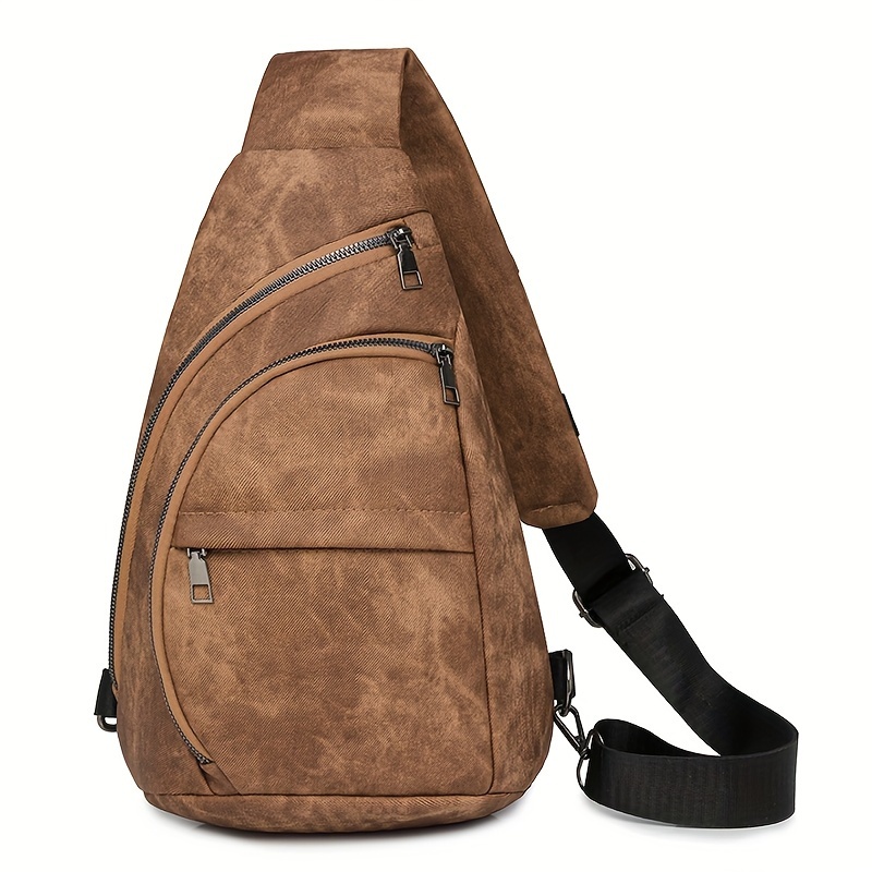 Retro Women's Chest Bag Solid Color Multi Pocket Shoulder Bag Suitable For Daily Matching