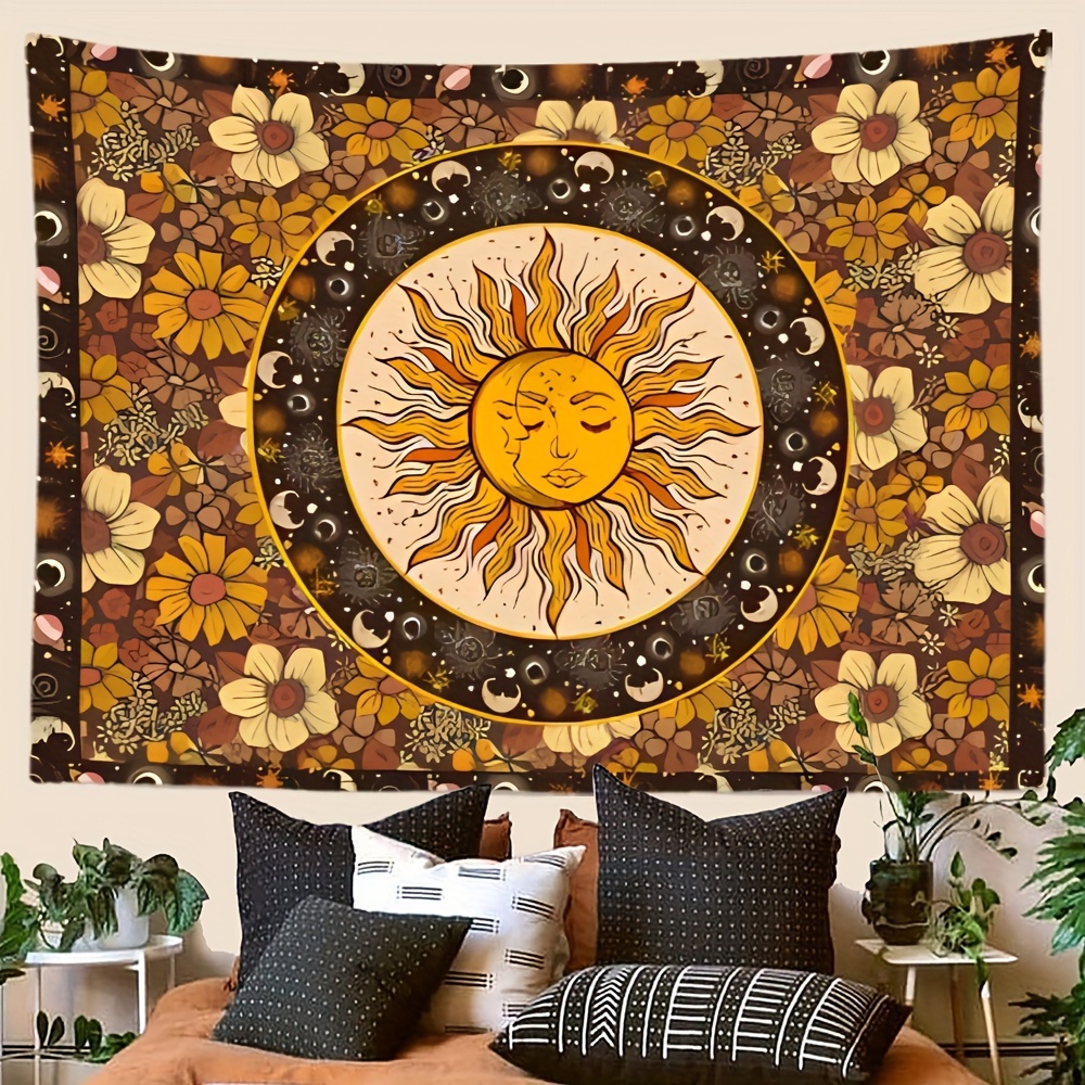 Moon Tapestry Indie Hippie Tapestry Floral Tapestry Wall Tapestry