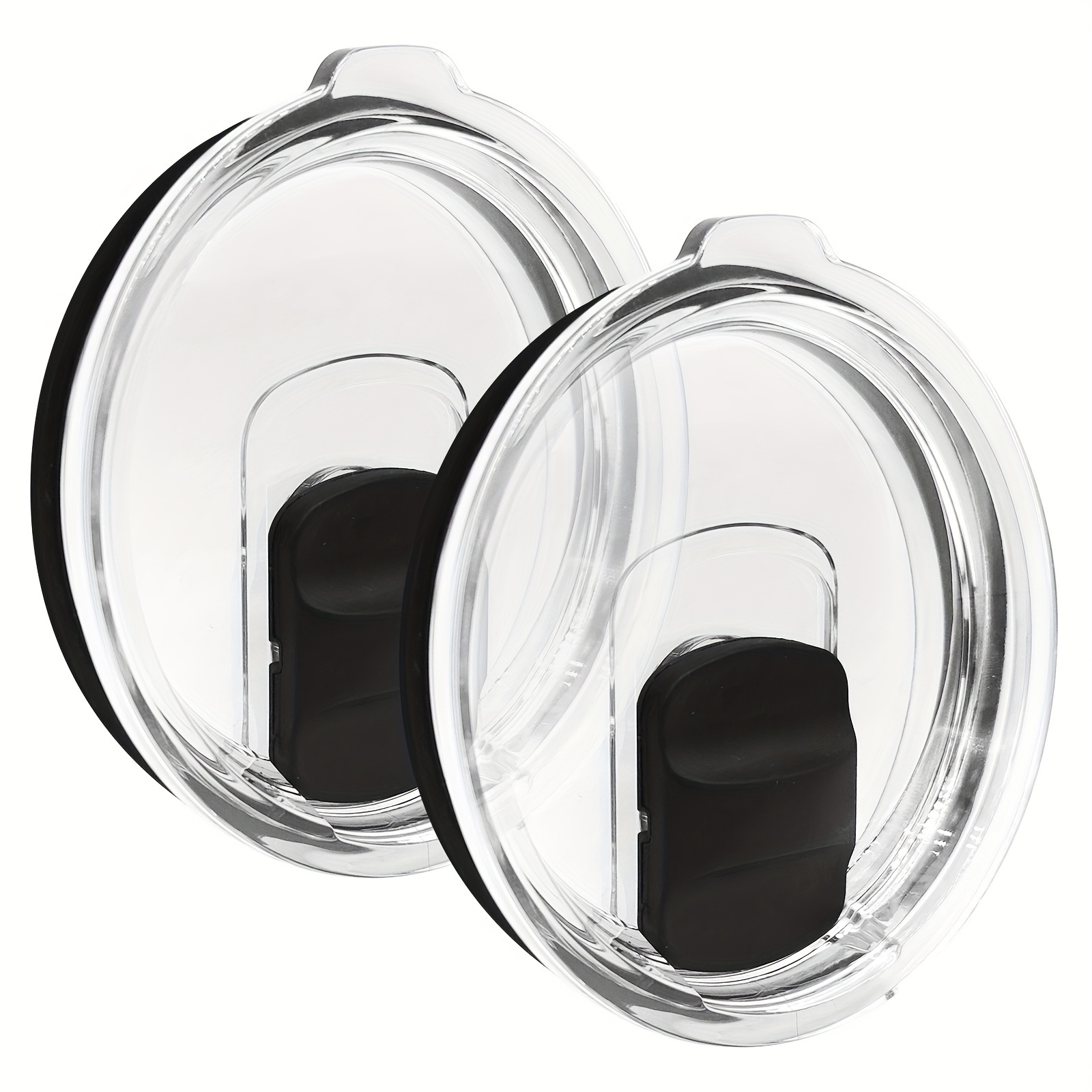 

2pcs Magnetic Replacement Lids For Tumbler, Clear Glass Cup Covers, Slide Closure Spill-proof Seal, Fit 20 Oz & 30 Oz Models, Dishwasher Safe