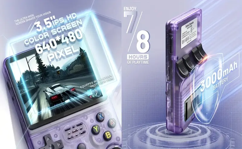 r36s 3 5 inch ips screen portable gaming device pocket with long 128gb stotage system perfect gift for birthday Product details 2