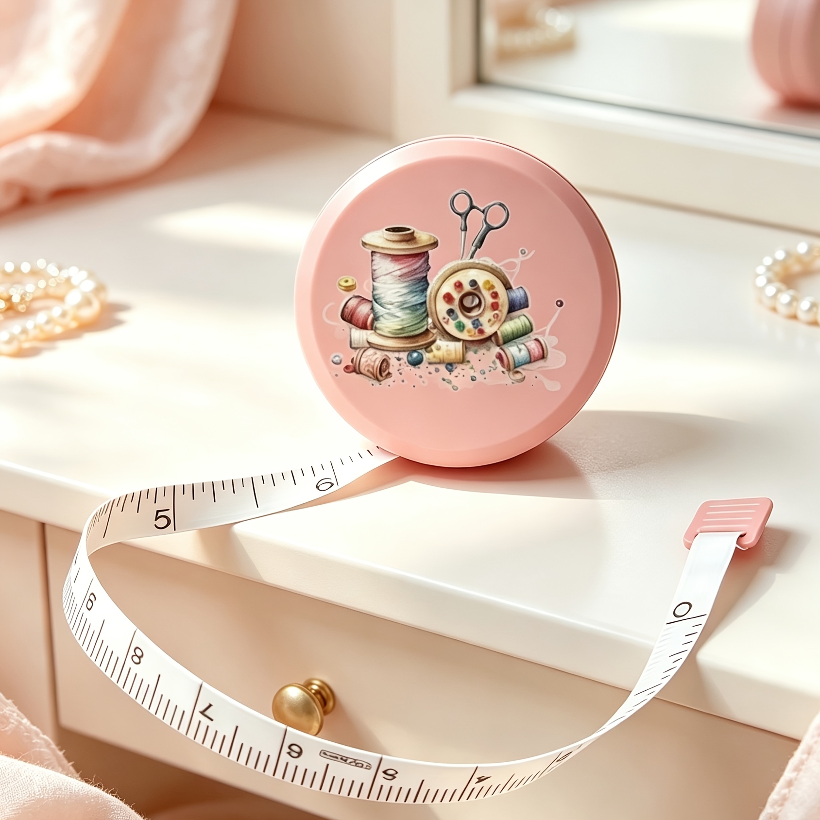 TEMU 1 Pink Sewn-print Extendable Measuring Tape, 150cm/60inch Scale, Mini Portable Soft Measuring Tape.
