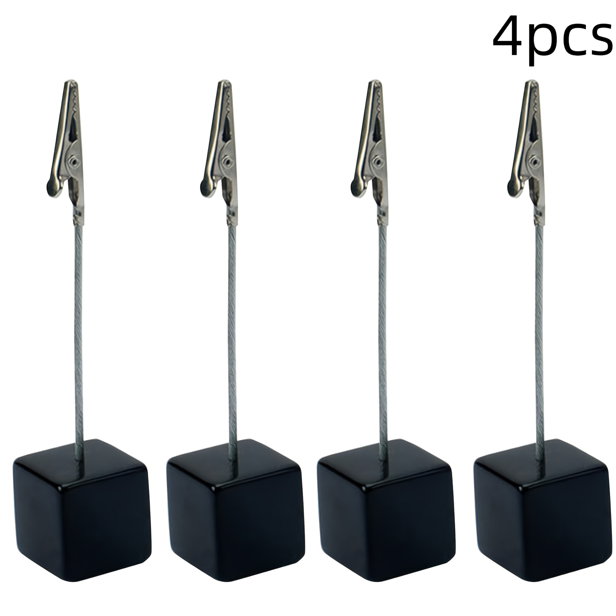 E-shop Vier robuste schwarze Memo-Clips mit Krokodilklemmen - Höhenverstellbarer Schreibtisch-Organizer mit stabiler Basis und Spitzen, geeignet für
