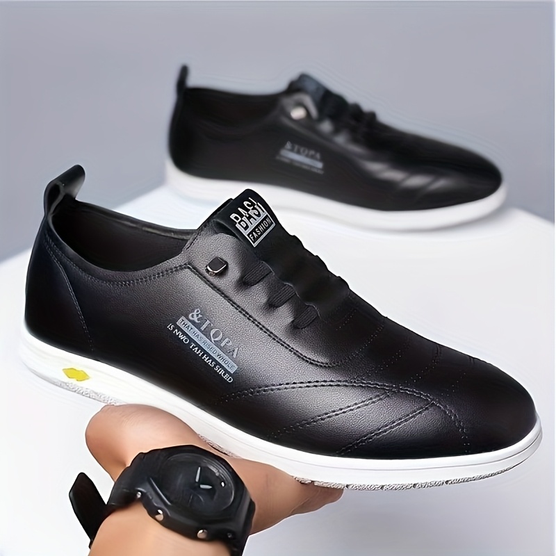 1 Pair of Men's Fashionable Lace-up Sneakers, Men's Dress Shoes with Letter Print, Men's Flat Shoes Suitable for All Seasons, Ideal for Daily and Casual Occasions