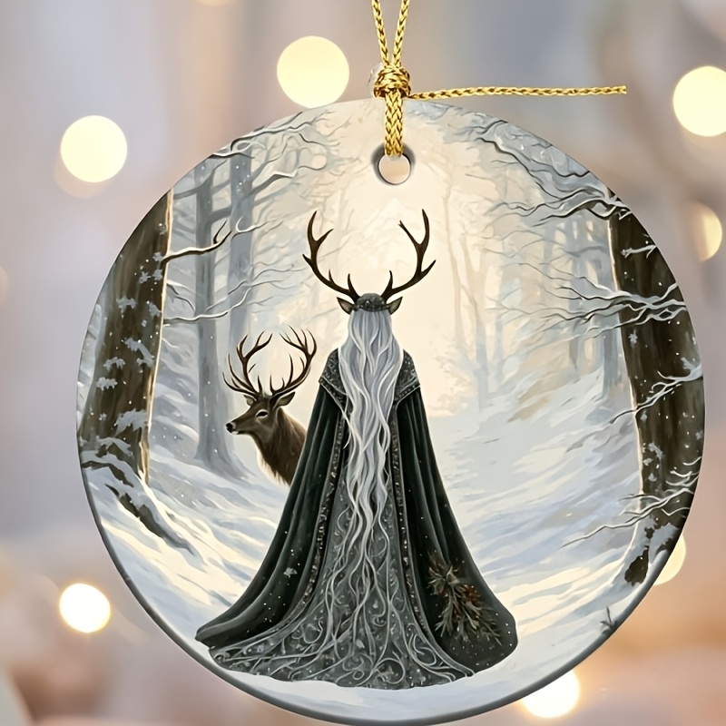 TEMU 2d Flat, Winter Christmas Ornament Suitable For, Day, Christmas & Pagan Decorations - Elen Of The Ways Acrylic Hanging Decoration With Pagan For