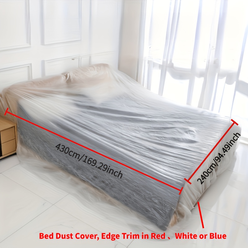 TEMU 2pcs Bed Cover, Furniture And Mattress Cover - Large Disposable Elastic Dust-proof Drawstring Sofa Refurbishing Plastic Film Protective Cover,