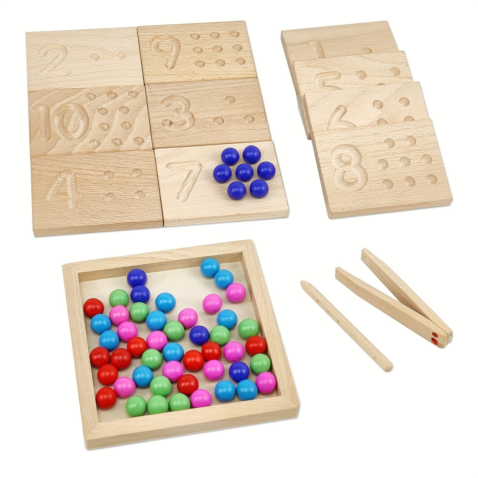 

Wooden Number Tracing Board Set, Toddler Montessori Math Beads Counting Toy, Preschool Learning And Educational Math Game For Kids