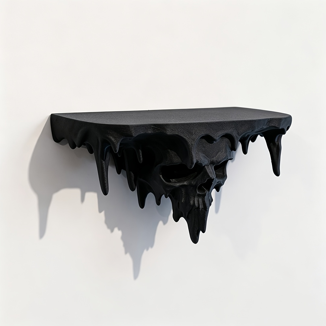 TEMU Étagère Murale Flottante Fondue, Étagère Murale, Support Mural Imprimé en 3D, Style Noir Cool, , Qualité Robuste et Durable, Convient pour la