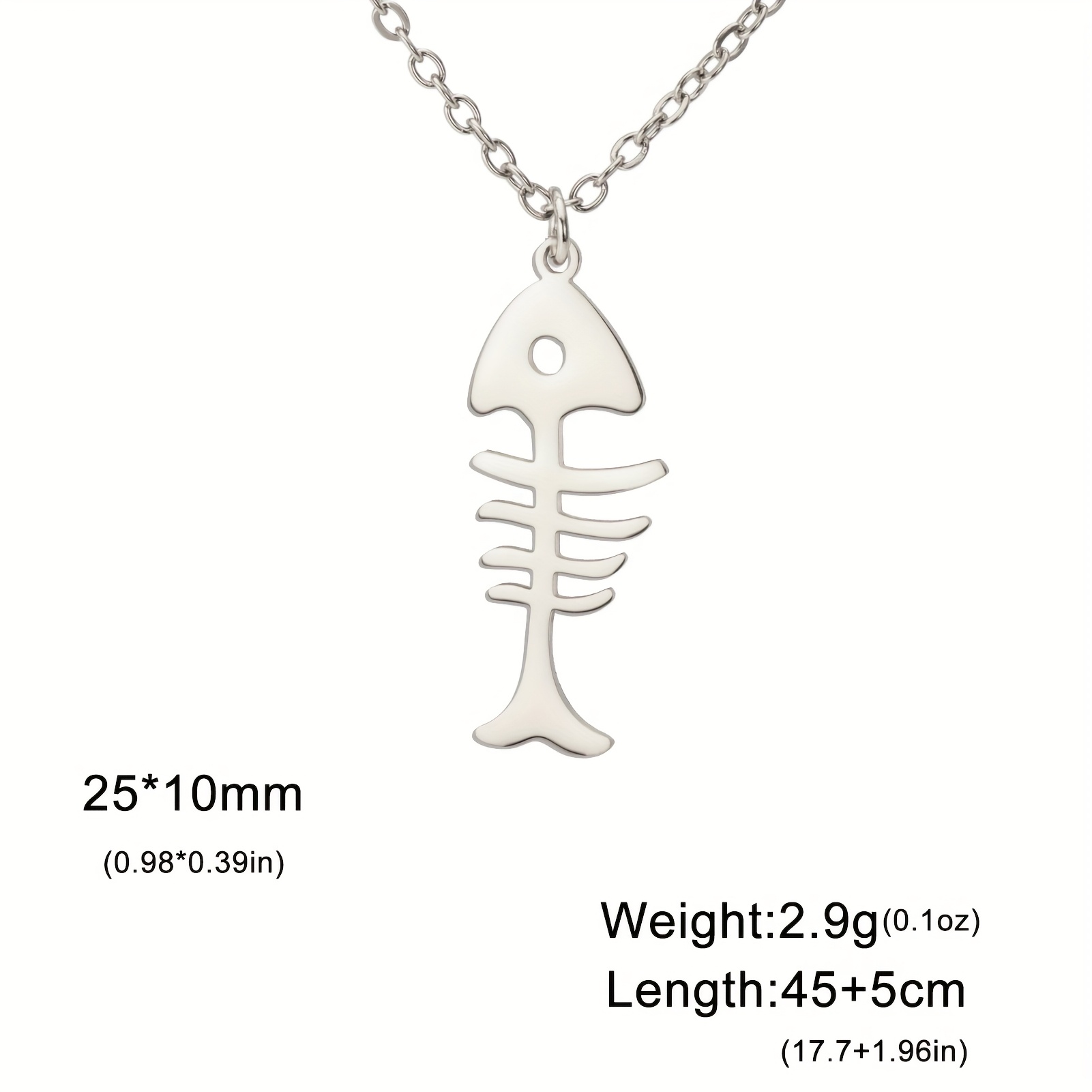Image of 1pc Fish Necklace, Stainless Steel Bead Chain, Creative Minimalist Jewelry, Valentine's Day Gift, Birthday Present
