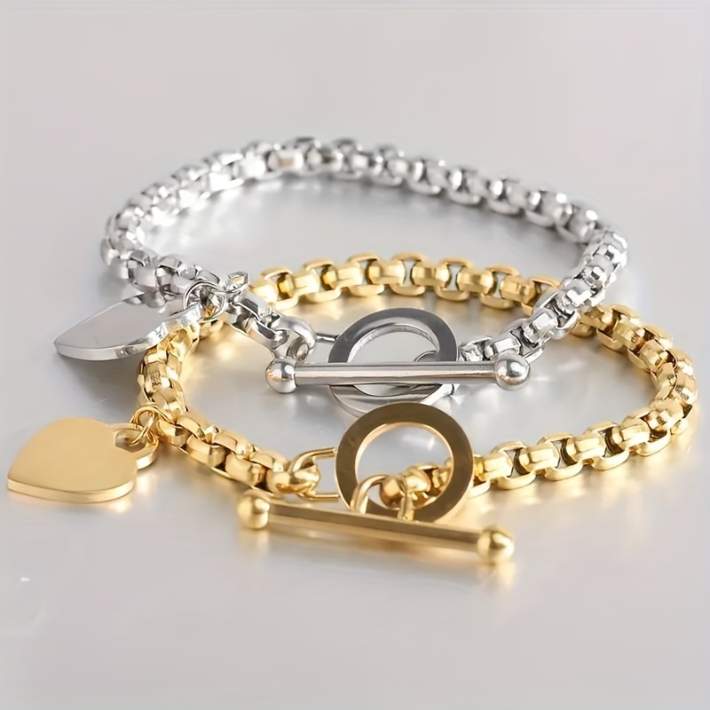 

European, American And Middle Eastern Chic Neutral Stainless -shaped Pendant Bracelet, A Fashionable And Casual Accessory