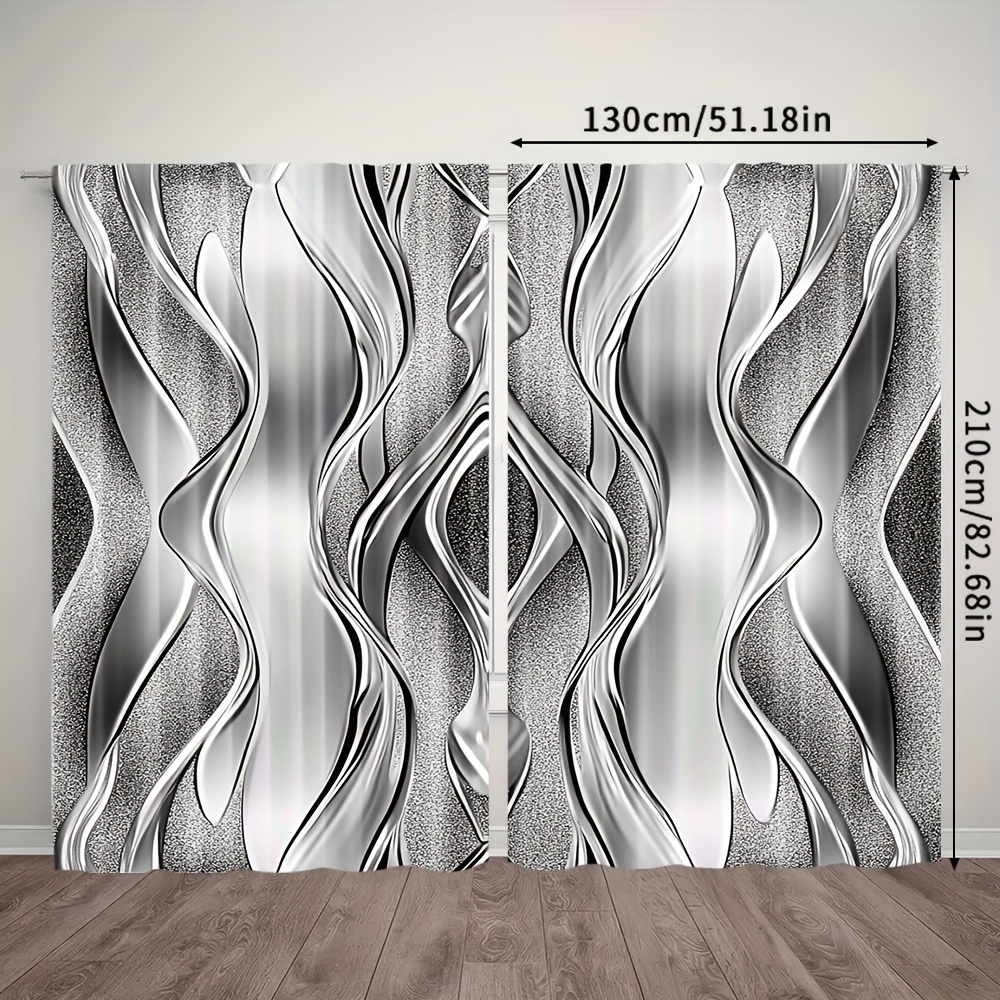 TEMU 2 piezas, Cortinas Abstracto de Impresión 2D para , Moderno S, 100% Poliéster, Perfectas para Sala con Bolsillo para Barra, Lavables a Máquina