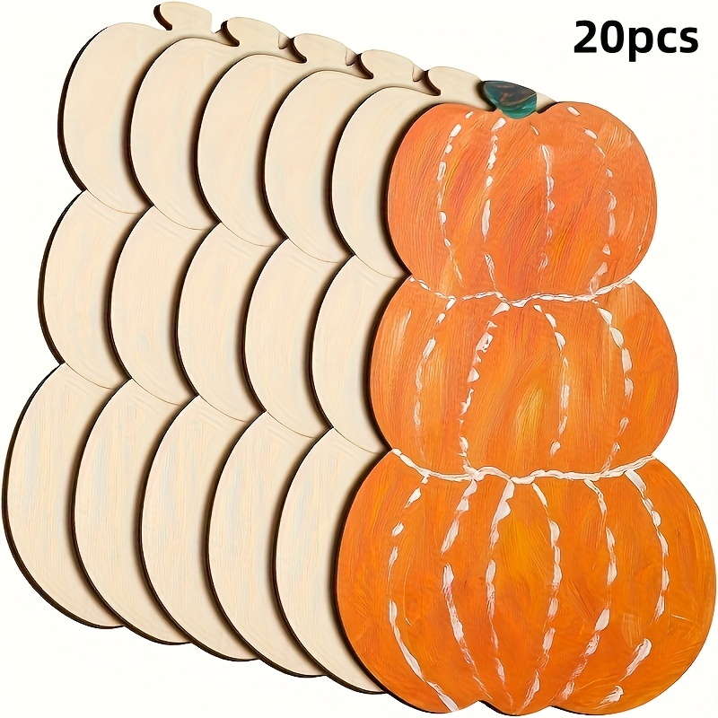 TEMU 20 Wooden Pumpkin Slices, Suitable Painting, Halloween, Autumn, Thanksgiving Tags, Holiday Parties, And Holiday Decorations