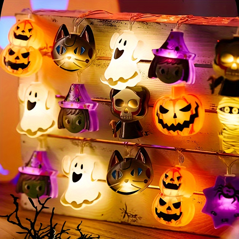 1pc LED Fairy with -like Button Control - Multi-Color Changing (Warm White, Green, Purple, Orange, Black, Yellow, , , Red, Brown, Gray, Cyan) - Indoor/ Halloween & Christmas Party Decorations - LED String with Hanging Hooks - Compatible with Pumpkins, Ghosts, Witches, Spiders, Mummies, Angels - Battery Not Included - Safe & Easy Use