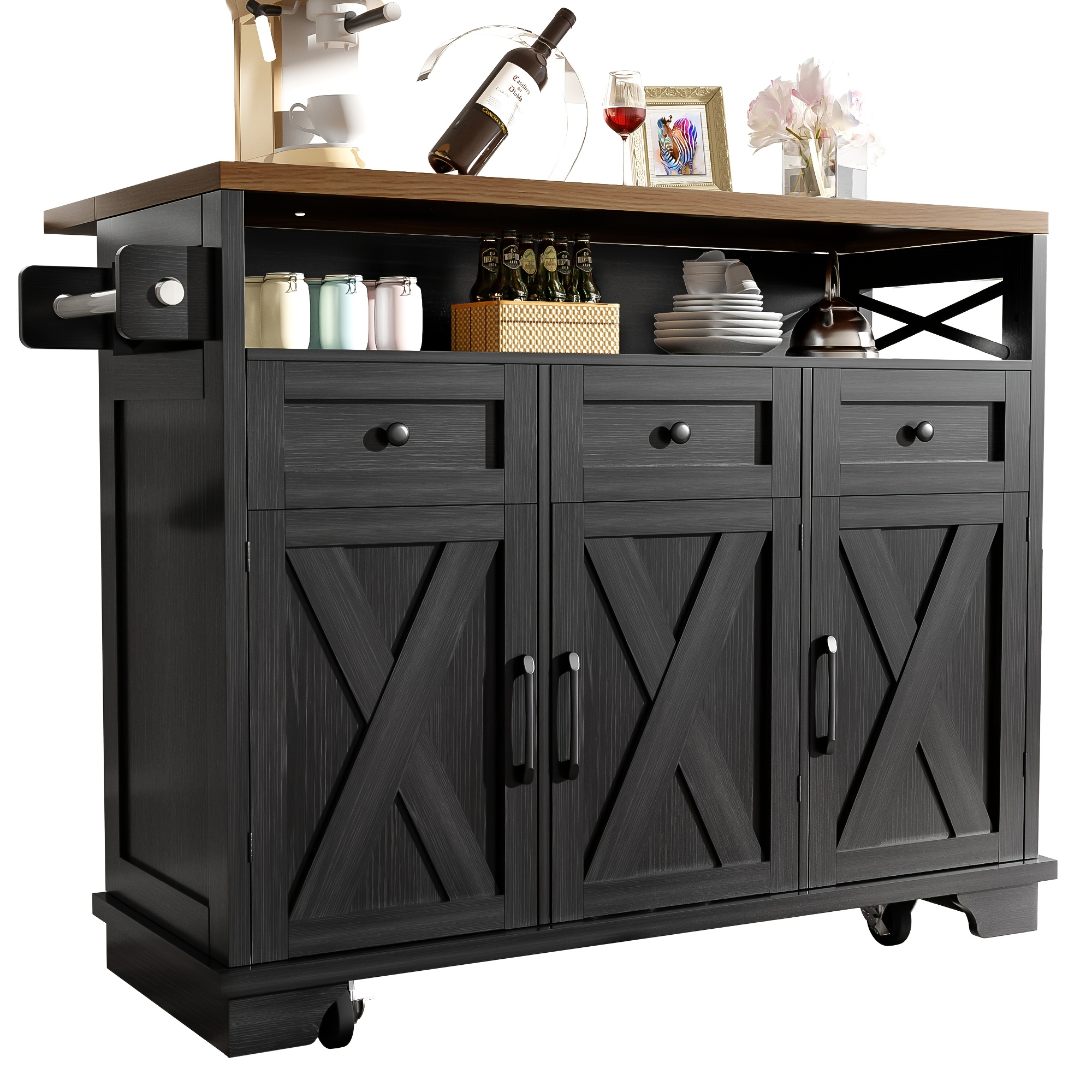 rullande köksö på hjul med sittplats och förvaring - Temu Sweden