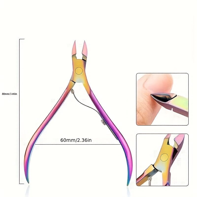 Image of Nail Angle Trimmer Stainless Steel Professional Nail Angle Trimmer Blade Cuticle Removal Scissors Foot Manicure Tool (rainbow)
