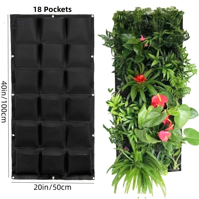 1pc Wall-mounted Vertical Garden Planter Bag – Your Fence Into ! Lightweight, Indoor/outdoor Use, Contemporary Style With Multiple Compartments For Plants, Black, Gardening Accessories