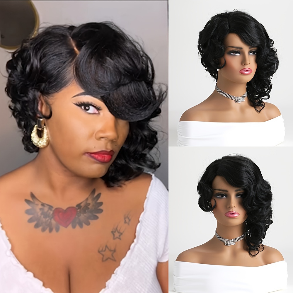 

Curly Synthetic Wig For Women - , Parted Net Cap,