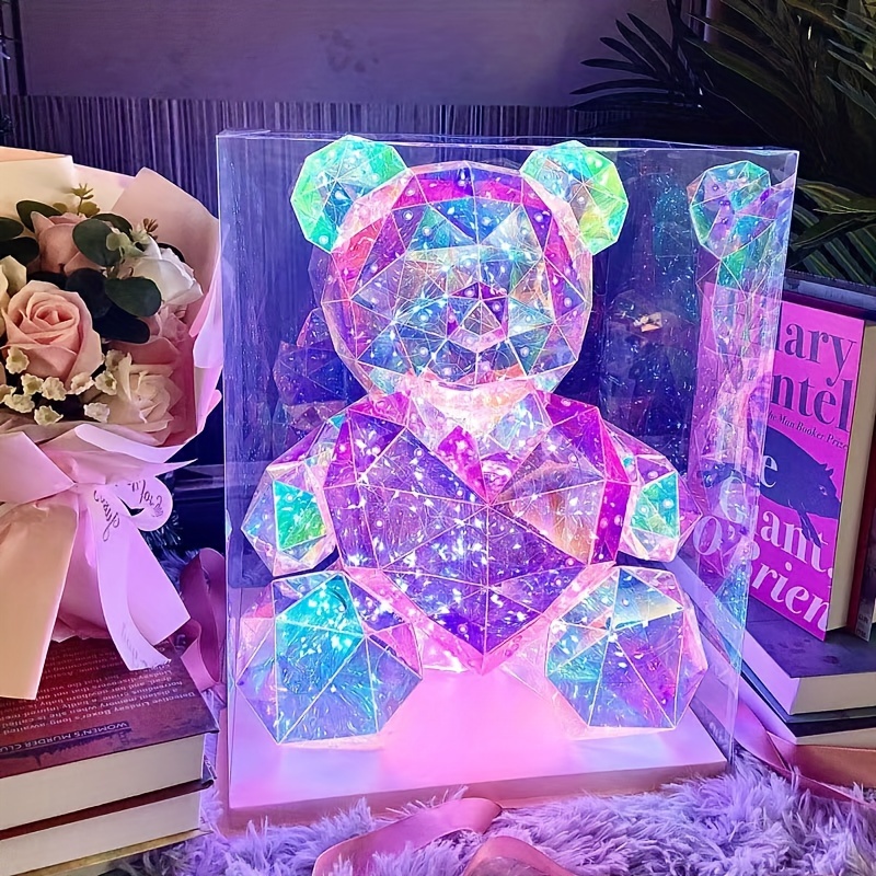 enchanting led bear figurine usb battery powered perfect for christmas valentines day weddings more indoor outdoor decor with gift box packaging details 0