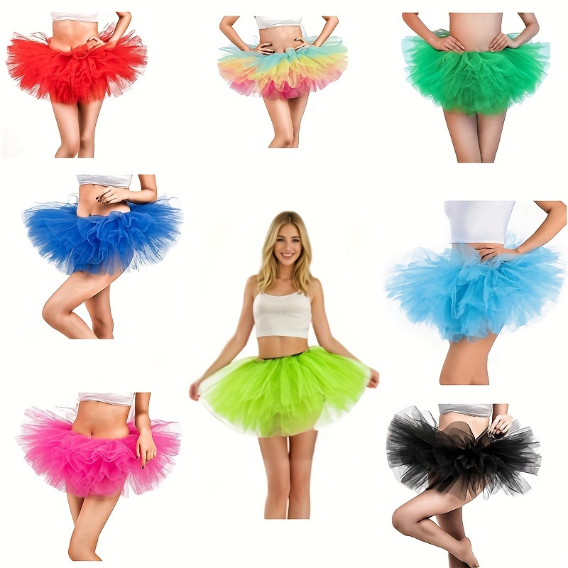 fluffy 80s tutu skirt women teens elastic adult 5 layered Temu