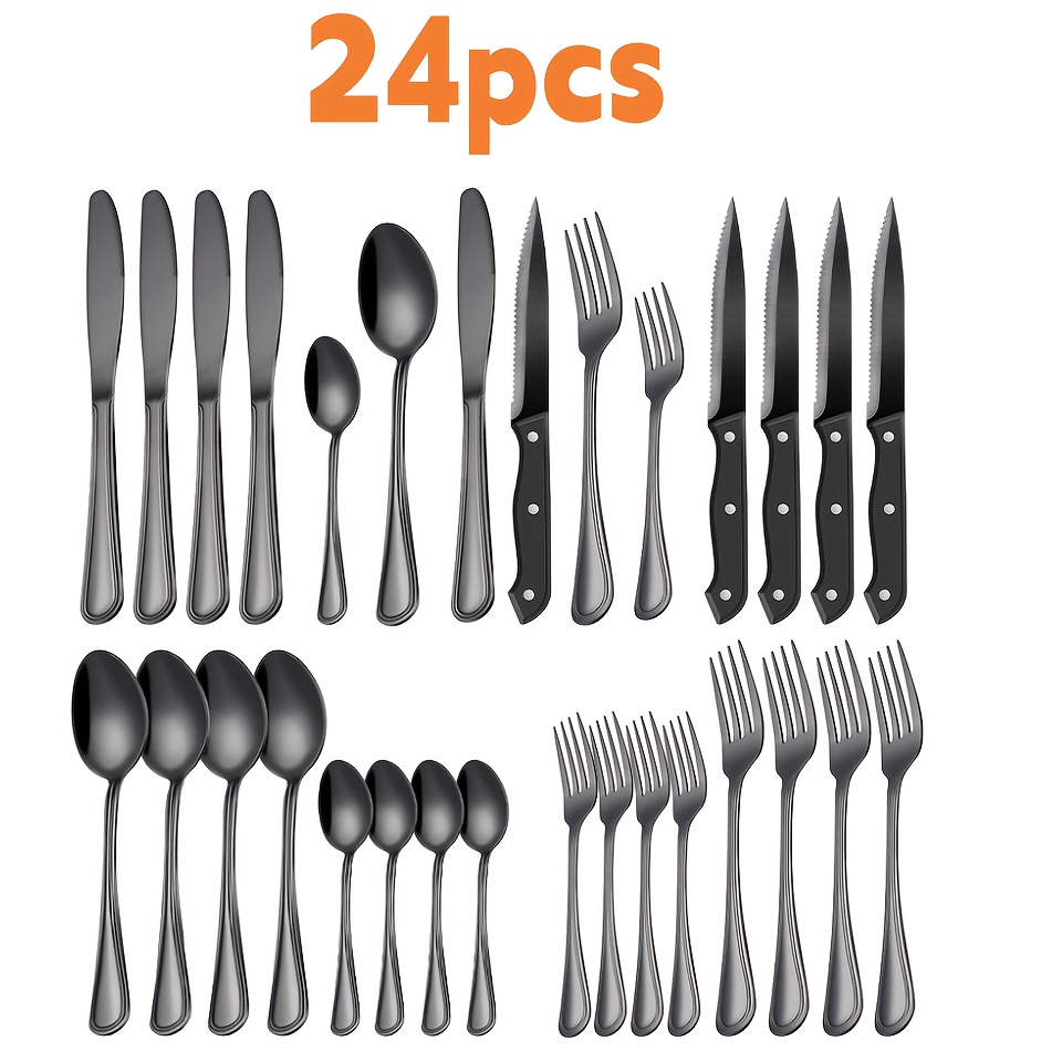 

/72pcs Cutlery Set For 4/8/12 People, Stainless Steel Cutlery Set With Steak Knife, Disposal Kitchen Cutlery Set With Spoons, Forks, Knives, Suitable For , Dishwasher Safe.wedding Decorations