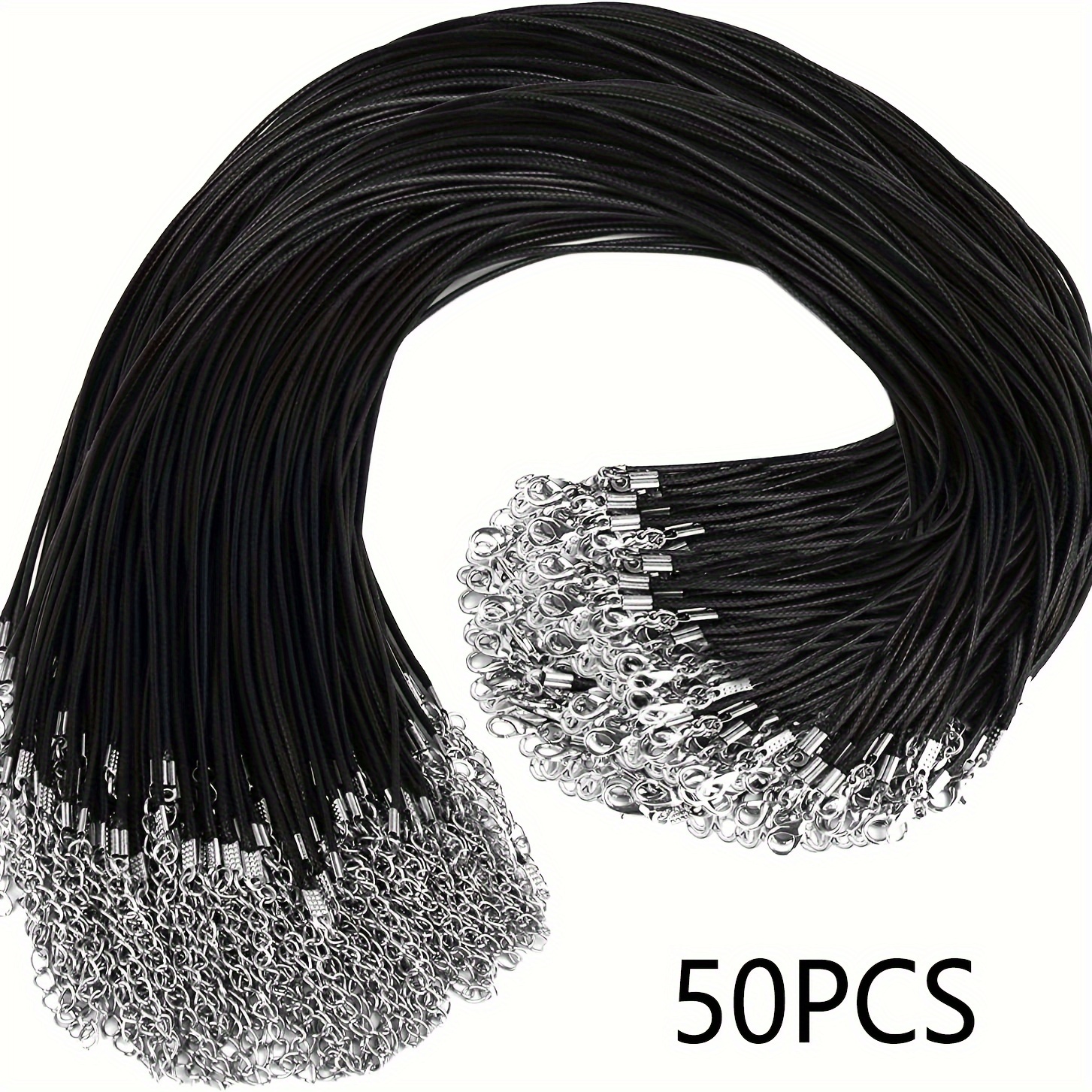 TEMU 50- Pu Cord Necklaces Clasps, Braided Wax For Pendant, Adjustable Necklace Supplies For Making