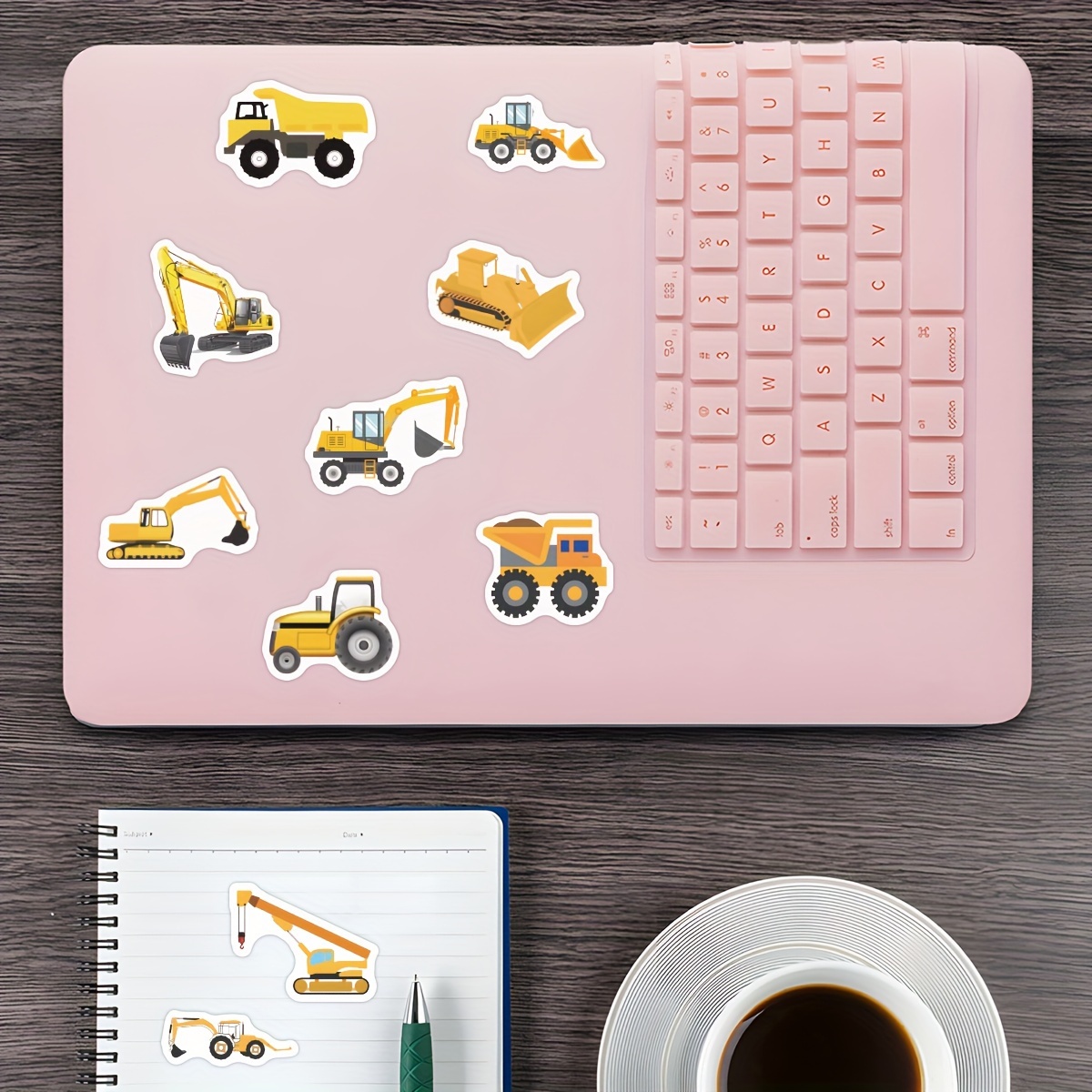500pcs Cartoon Engineering Vehicle Vinyl Stickers Roll - Reusable, Self-Adhesive, Glossy Finish Stickers for Scrapbooking, Journaling, Laptop, Bumper, Skateboard, Water Bottles, Phone - Mixed Color, Crystal Embellishment, Irregular Shape