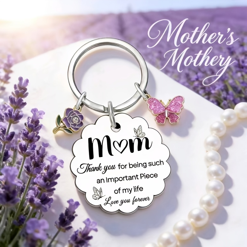 TEMU A Practical Small Gift For Mother's Day To Thank Mom, A Stainless Steel Keychain + Flower And Pendant, Suitable As A Gift For Birthday, Mother's