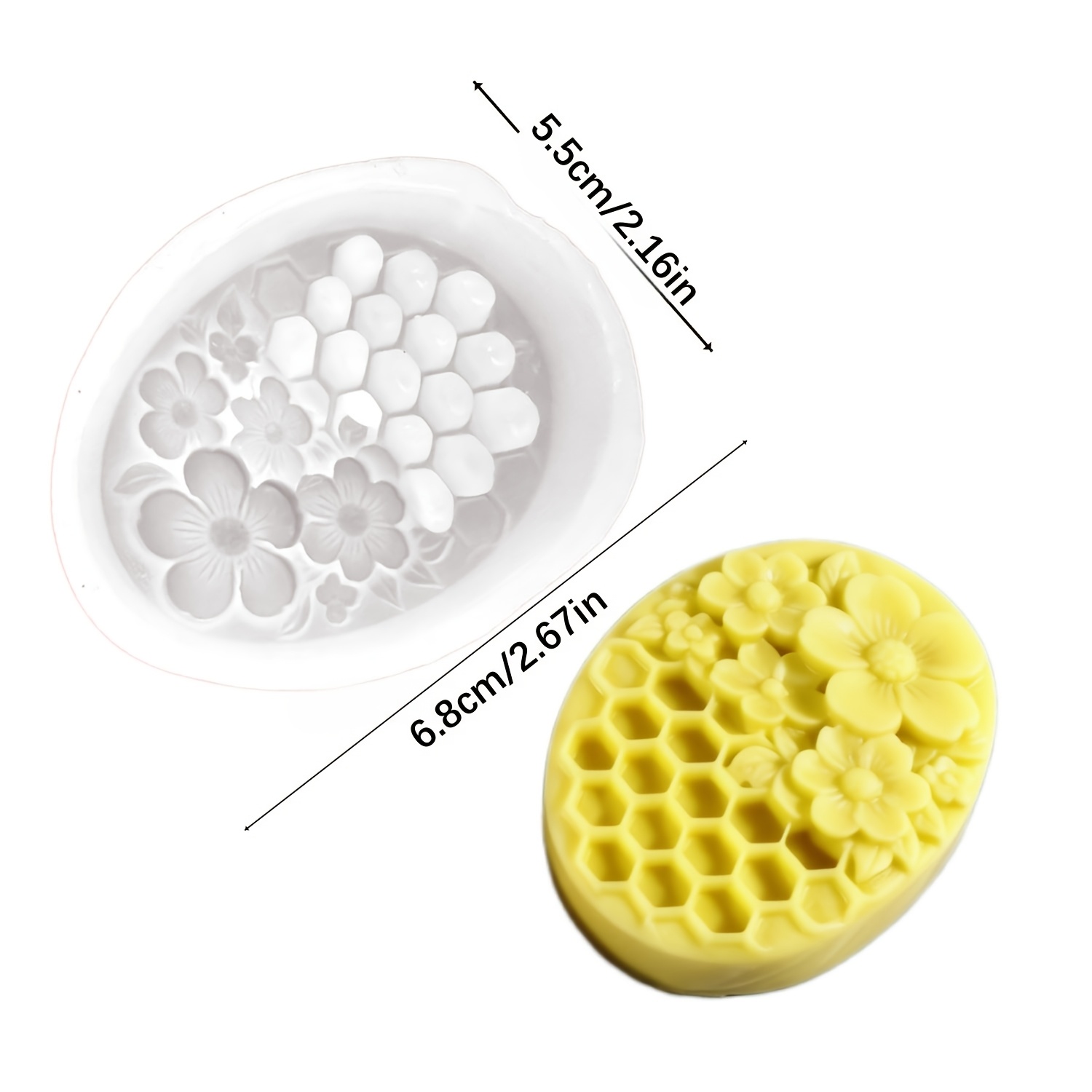 TEMU 1pc [resin Silicone Mold] Flower Honeycomb Silicone Mold, Relief Embossed Mold, Candle Silicone Mold, Honeycomb Floral Oval Soap Mold