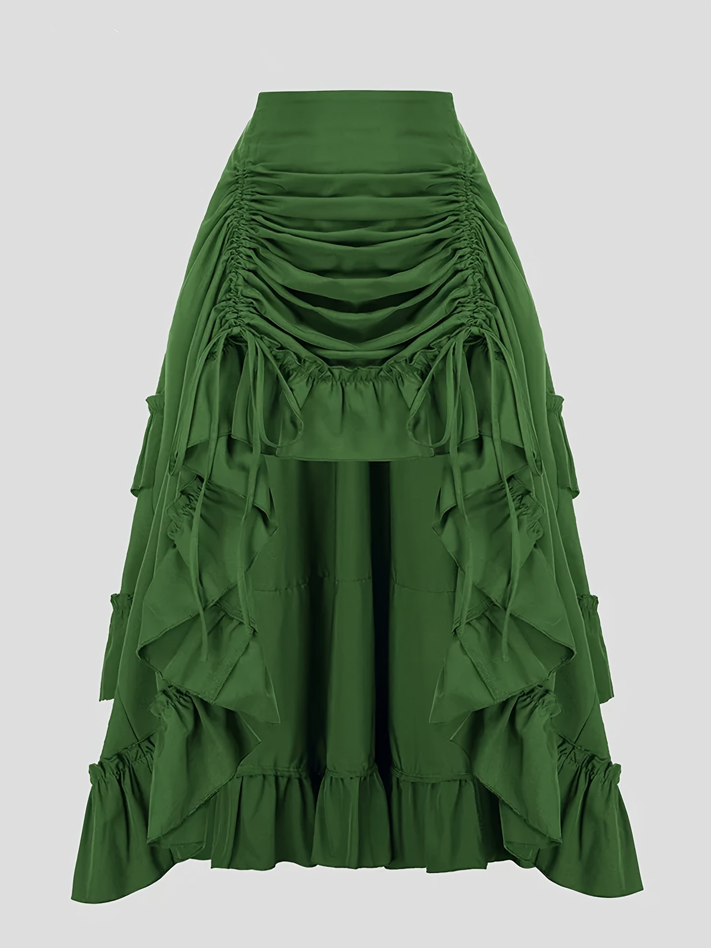 우아한 블랙 리플 미디 스커트 루즈핏 플레어 하hem 벨트 없음 올 시즌 스타일 리플 디테일 캐주얼에서 공식 - Temu  Republic of Korea