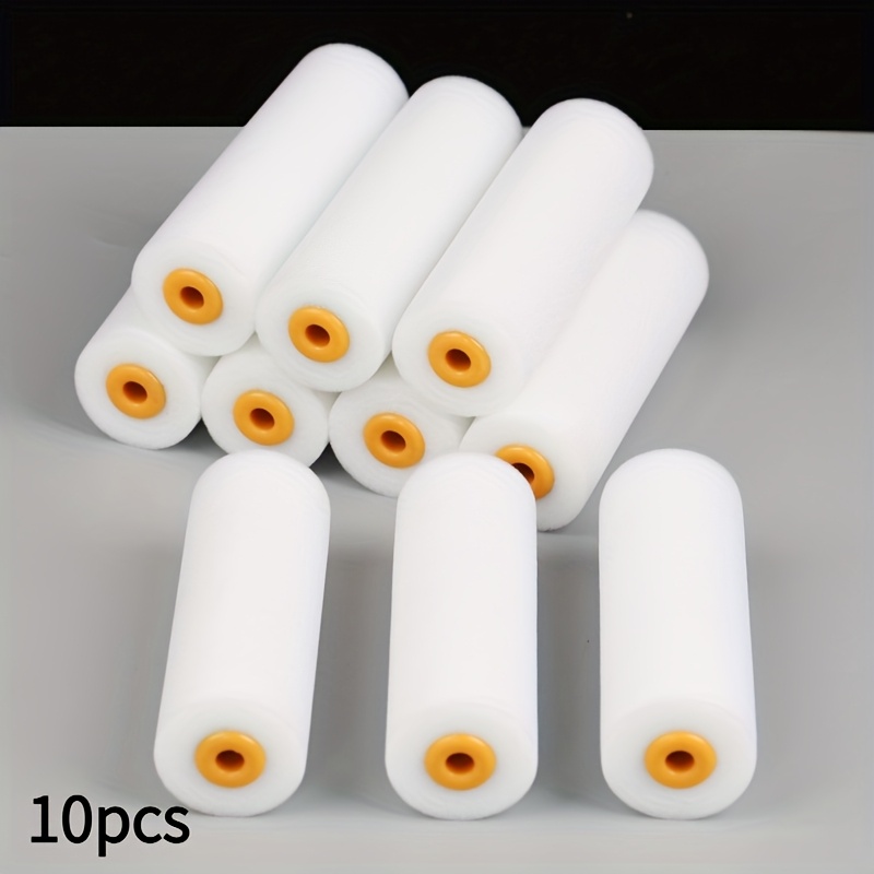 TEMU 10pcs Of High-density Foam-coated Rollers Packaged, Mini 4-inch Foam-coated Rollers, Closet Coating And Decorative Roller Sponge Brushes