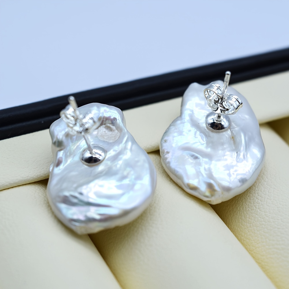   natural   earrings baroque white studs silver plated 925 sterling silver post   for     birthstone ideal for mothers day gift versatile for   details 5