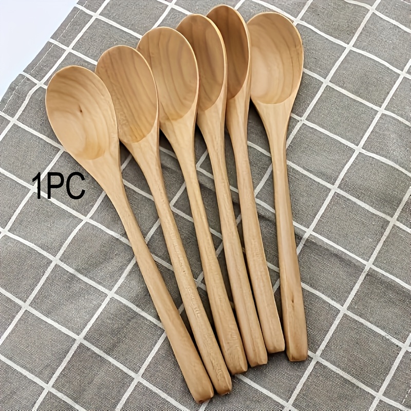 

23.5cm Long Handle Soup Spoon Japanese Wooden Spoon Cooking Stirring Soda Dessert Spoon Pan Kitchen