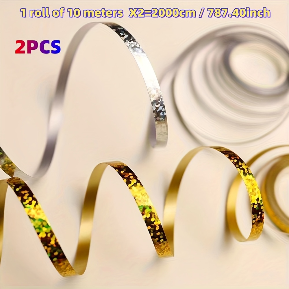 TEMU 2 pezzi Nastro per palloncini iridescenti multicolore 10M, nastro festivo con nappe per decorazioni di matrimoni, per confezioni regalo, per