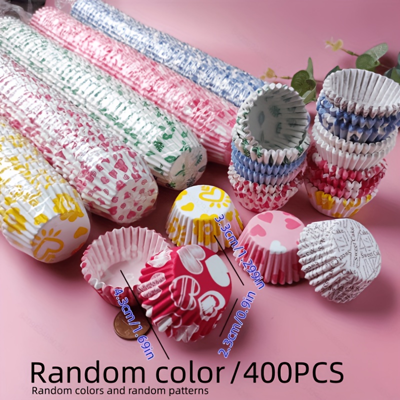 400pcs Random Color Cake Paper Cups, Muffin Cups, Cake Cups, Cake Molds