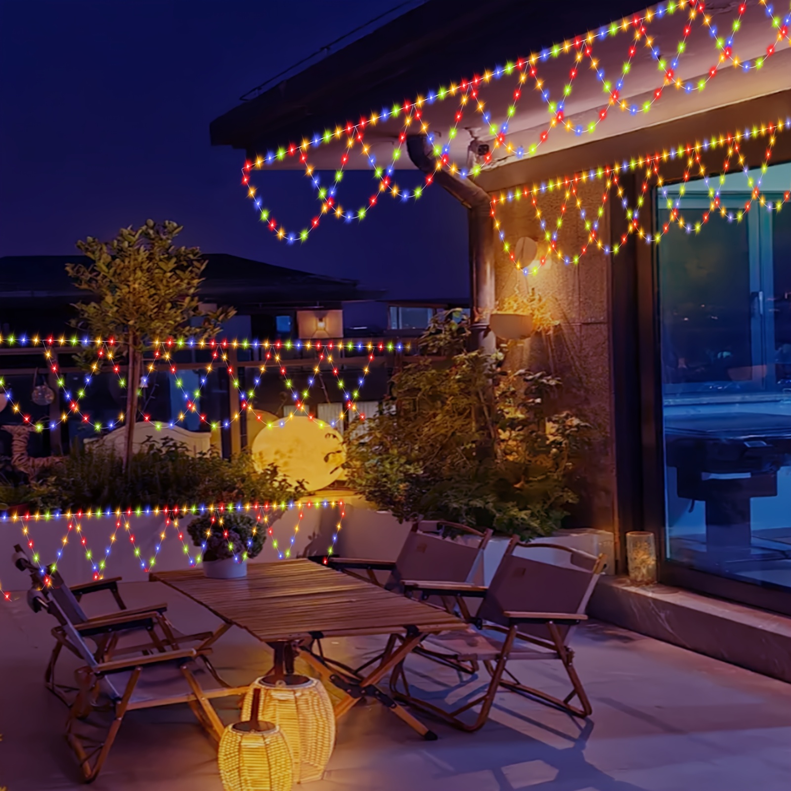 TEMU 1pc Fairy String Lights With Wave Pattern For Dorm , 8 Lighting 238led 4m/13ft Icicle Christmas Lights For Indoor & Outdoor Window, Curtain,