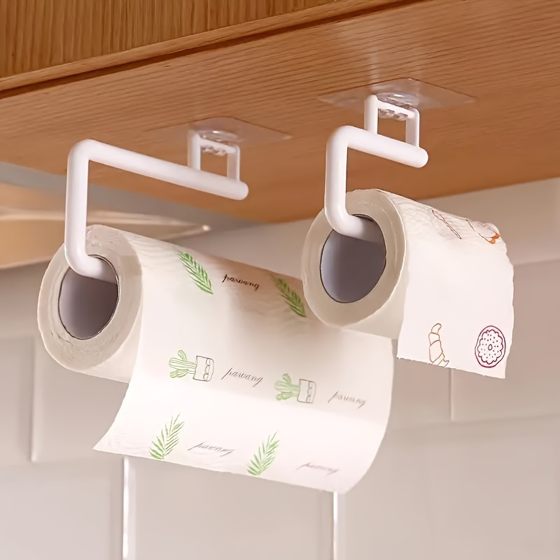 1pc 2pcs set kitchen multifunctional tissue rack bathroom non perforated towel rack bathroom plastic roll paper rack hanging rack plastic film storage rack cloth storage rack wall mounted towel rack kitchen and bathroom accessories details 4