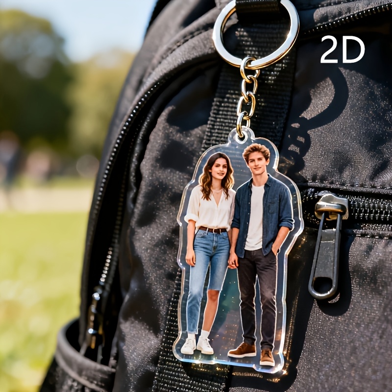2d Flat, 2d Custom Couple Photo Keychain, Personalized Design, Perfect Valentine's & Anniversary Gift For ., 2d Flat