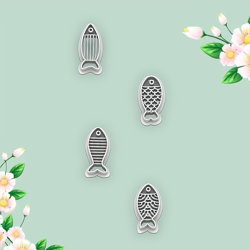 4pcs Exquisite Fish Clay Cutter Set, Valentine's Day Theme, Perfect For Handmade Earring Jewelry Making, Hollow Detail Design