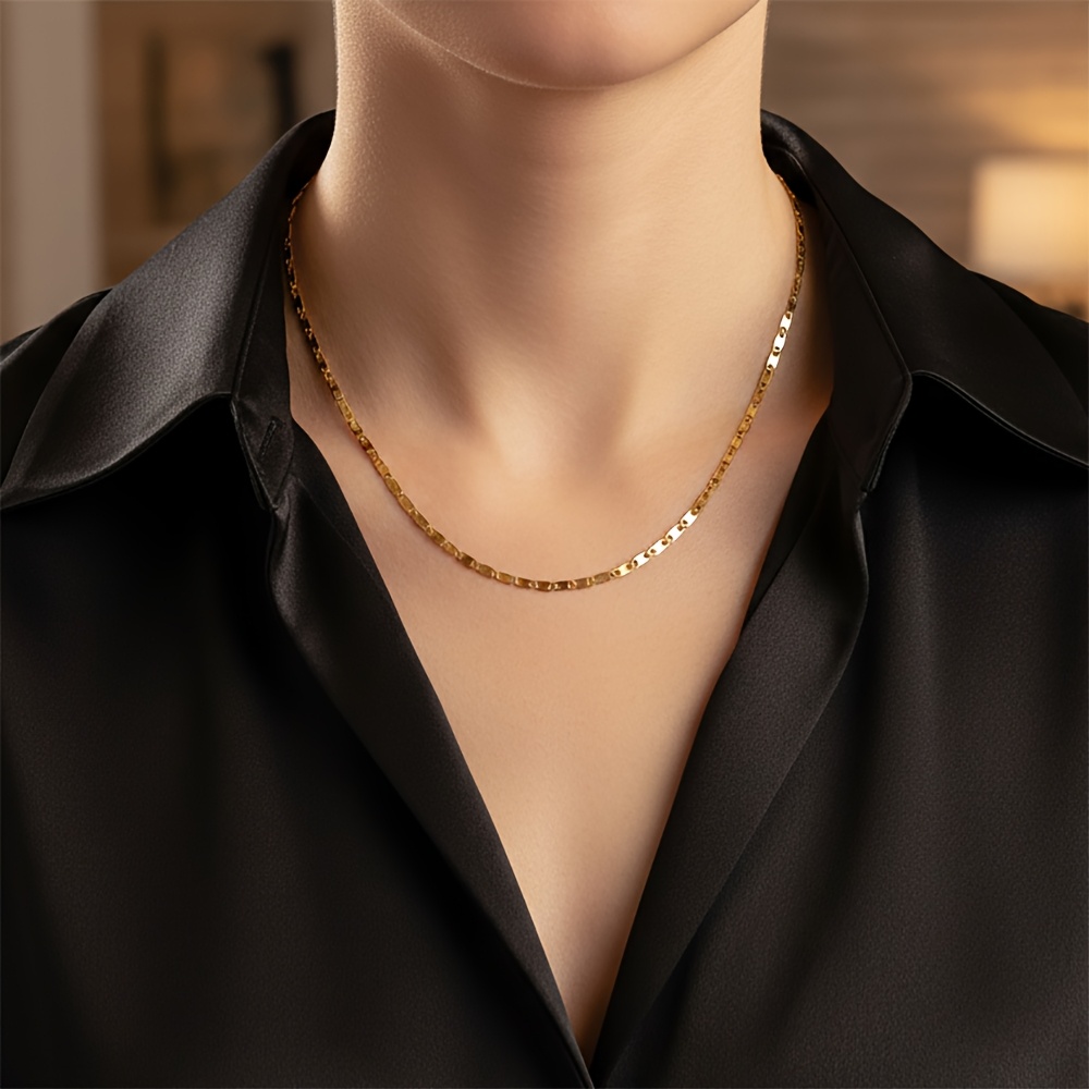 TEMU Collier Choker en Acier Inoxydable Plaqué Or 18K – Élégant, Hypoallergénique, Polyvalent et pour Toutes les Occasions, Peut Être Assemblé avec