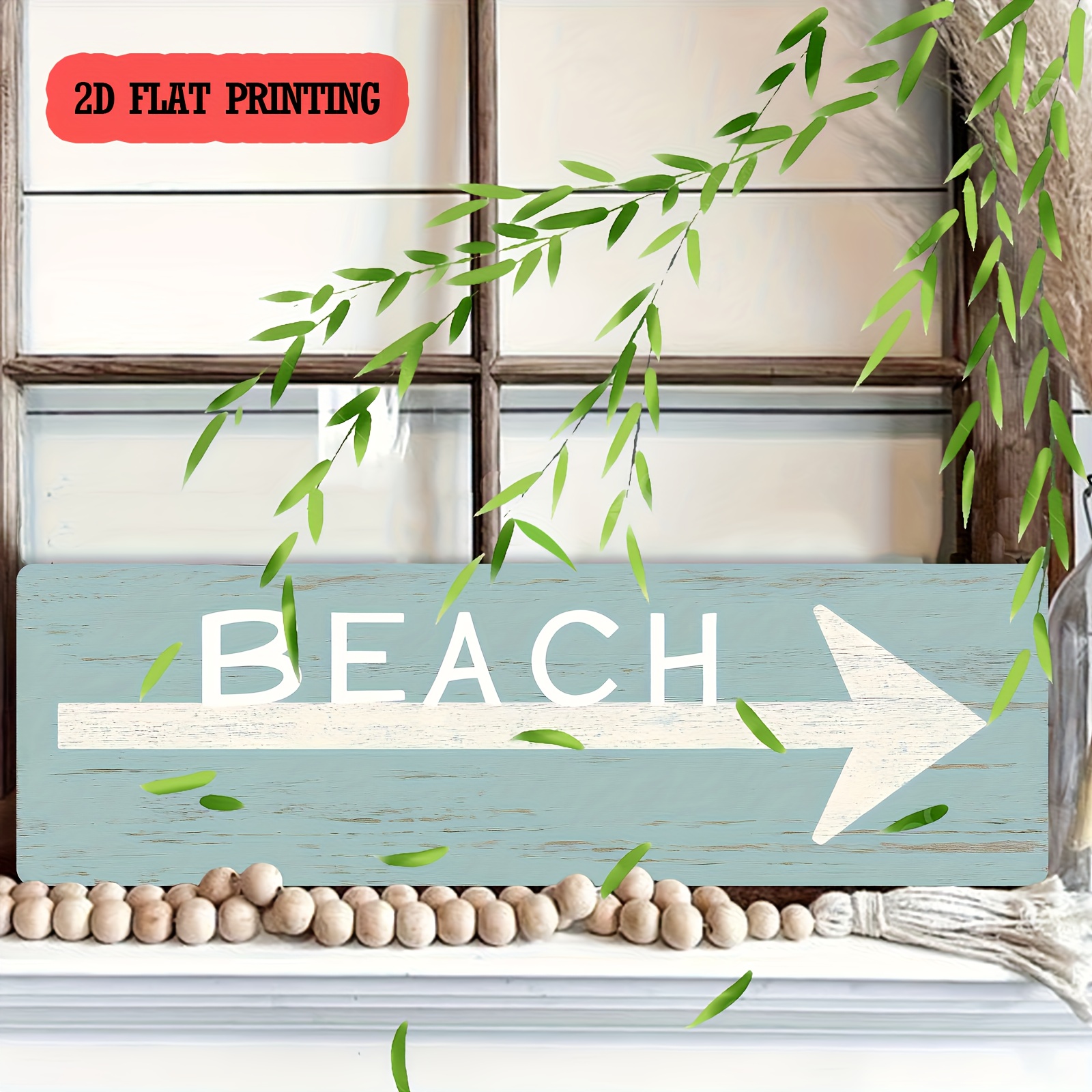 TEMU 2d Flat, Single Piece, Wooden Beach-themed Wall Sign For Family Decor, Rustic Plaques For Farmhouse , Featuring Quotes Suitable For Living Rooms