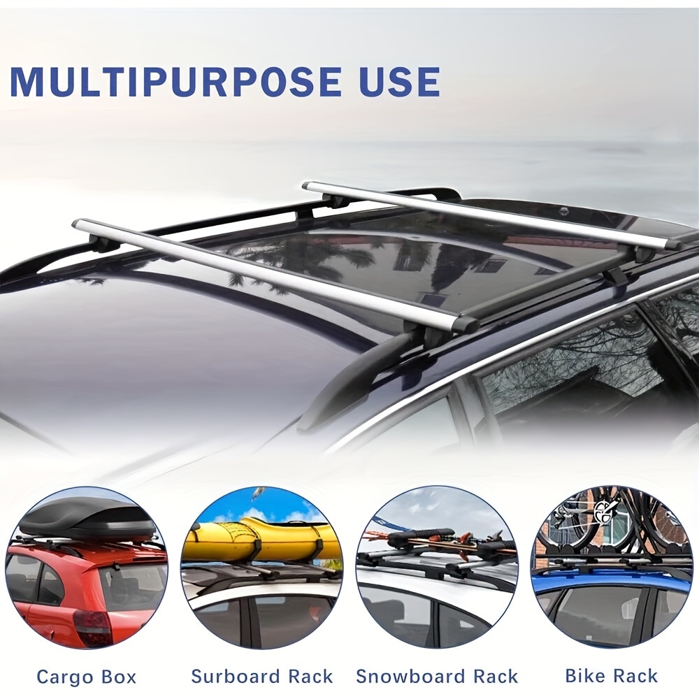 TEMU 2pcs Car Roof Bars Lockable Car Rail Rack For Cars With 48" Aluminum Alloy Roof Rack For Holidays And Luggage Transportation