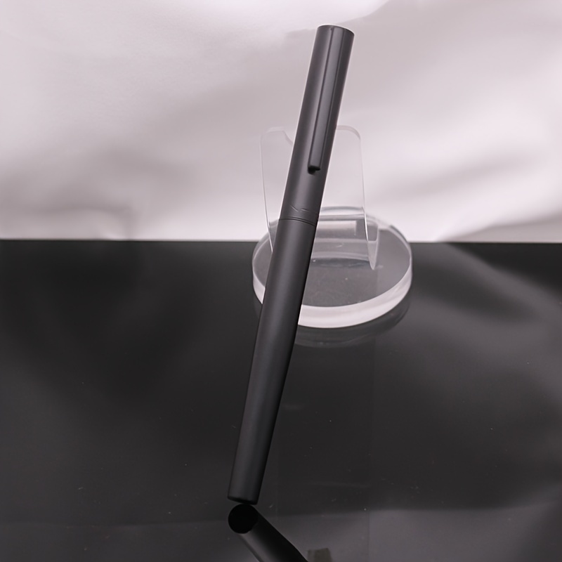 TEMU 1pc 35 Series Stainless Steel Matte Black Fountain Pen - , Snap Cap Closure, Fine & Medium Nib For Calligraphy, Office, School - Ideal Gift For