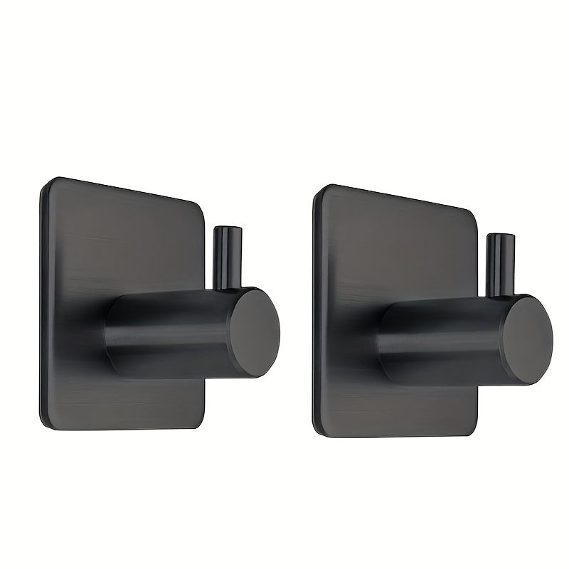 

2pcs Black Metal Towel Hooks, Heavy Duty Adhesive Wall Mount, , Painted , Fashion Style For Door, Utility Hooks