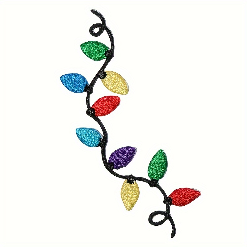 1pc Colorful Christmas Lights Applique Patch Embroidered Iron On String Of Holiday Lights Patches