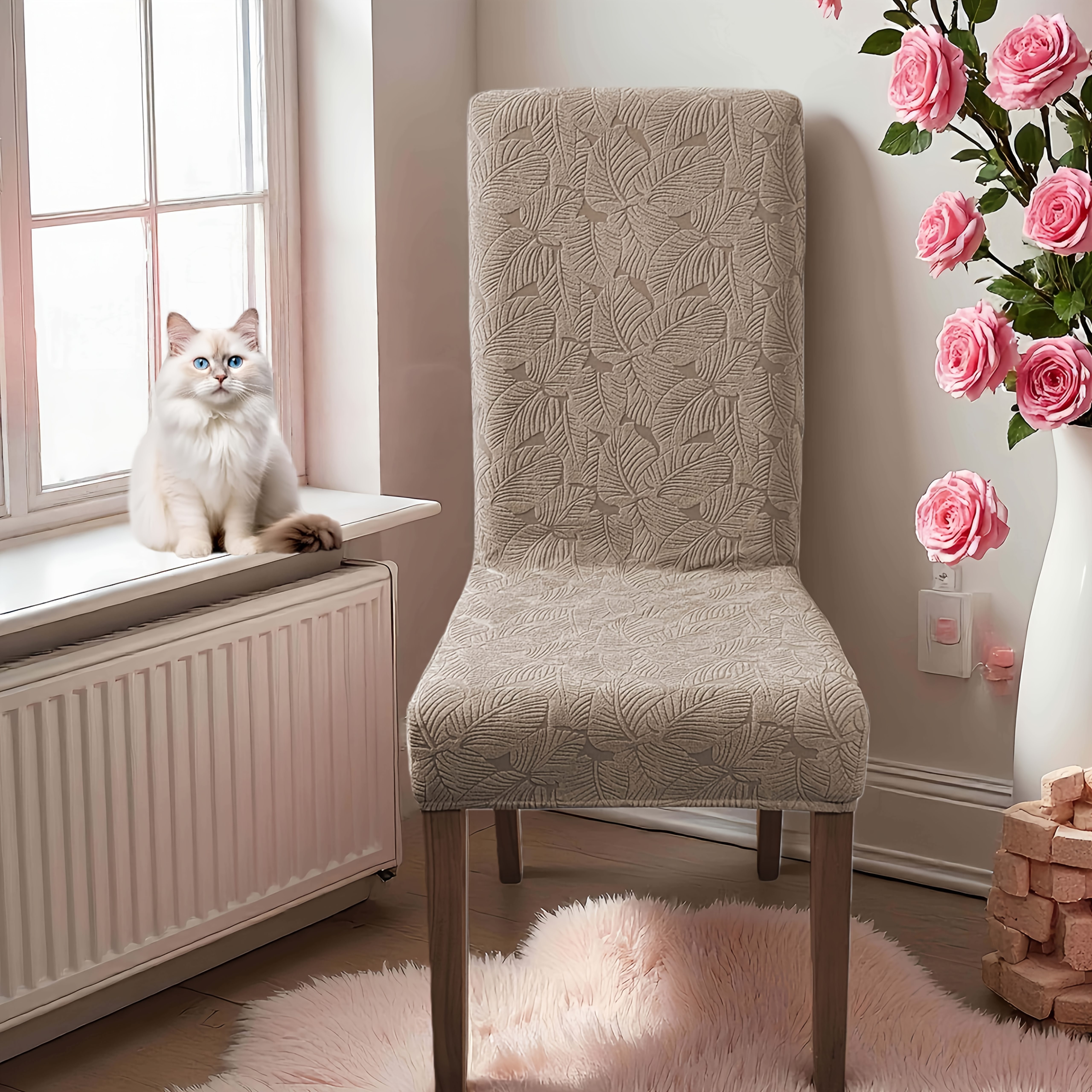 TEMU 4/6pcs Plant Printingdining Chair Covers, Chair Covers For Dining Room Stretch Parsons Chair Slipcover, For Dining Room Kitchen Chair Protector Cover, Easter Home Decoration