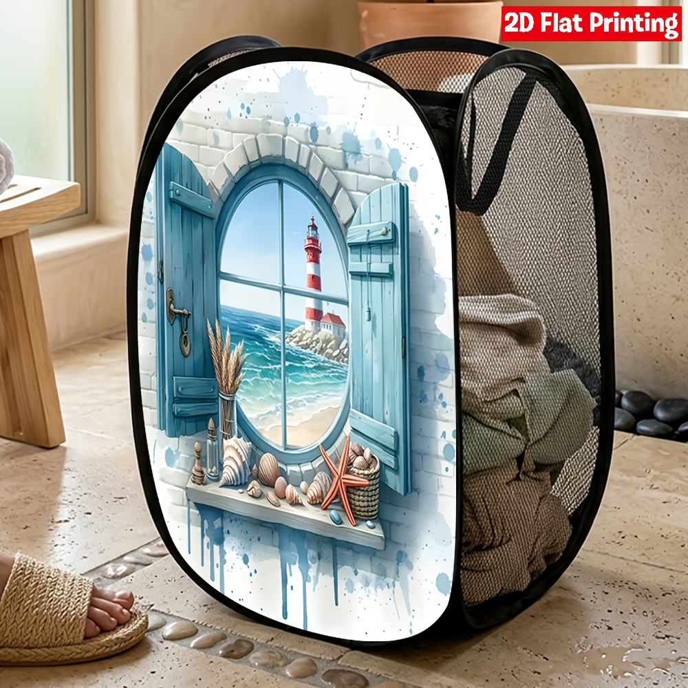 TEMU Panier à linge pliant et escamotable 1 pièce avec panneau en fenêtre et extensible - Panier à vêtements portable adapté pour chambre, salle de