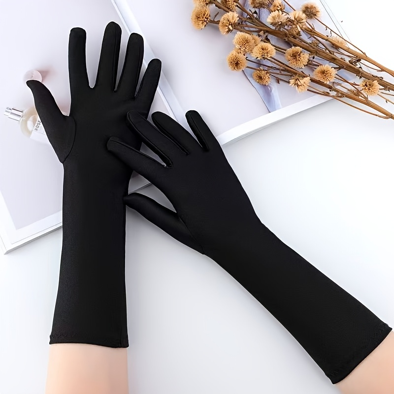 1 pair of     long riding sports outdoor hiking driving dance stretch gloves unisex