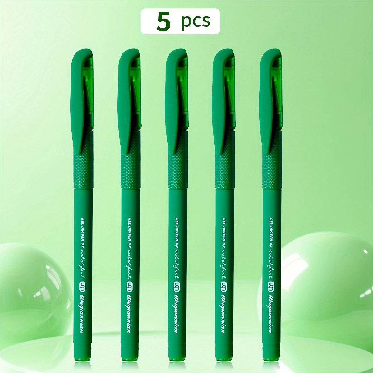 E-shop WQN 2/5 Stück grüner Gelstift, 0,7 mm Feder, langlebiger Clip, bequemer Stiftgriff, langanhaltendes Schreiben, geeignet für Kalligrafieübungen,