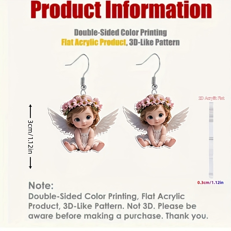 Cute Flower Fairy Design Double-Sided Acrylic Earrings
