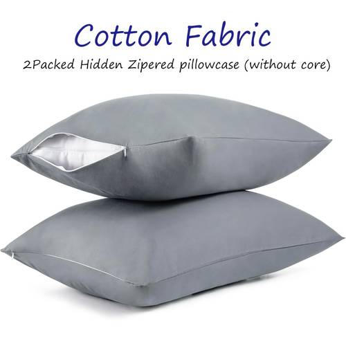 pillow cases standard size set of 2 100 protectors with zipper hidden 200 cooling pillowcases covers for hair and skin
